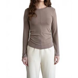 NEW ELLE GREY cassie crewneck top in brown